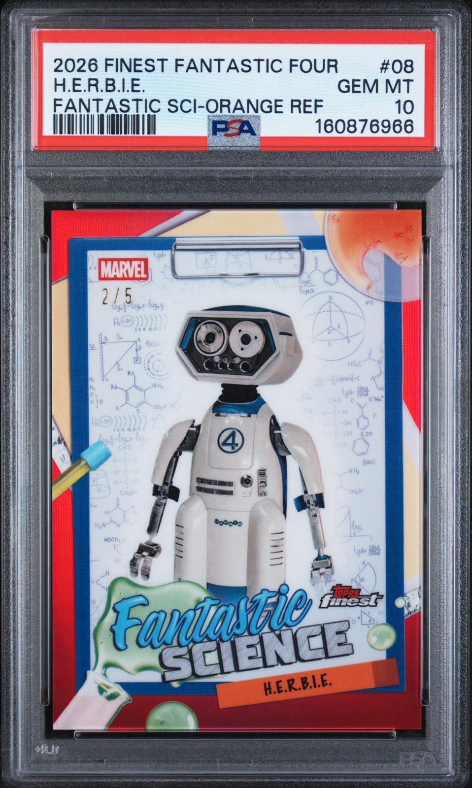 PSA 10 HERBIE /5 RED REFRACTOR SSP H.E.R.B.I.E. 2025 TOPPS FINEST FANTASTIC FOUR