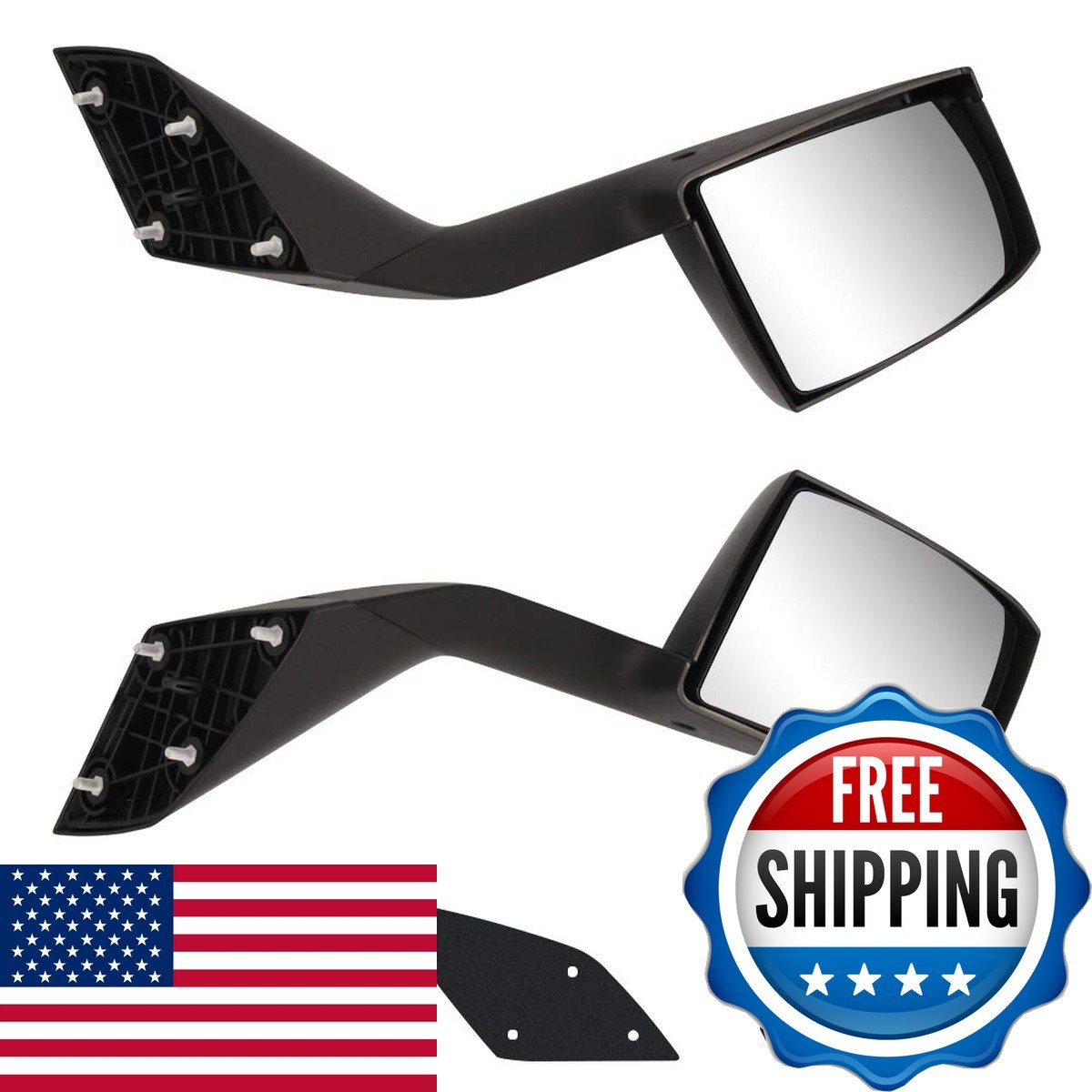 Black Hood Mirror Assembly Pair for 2004-2017 Volvo VNL/VN/VNM