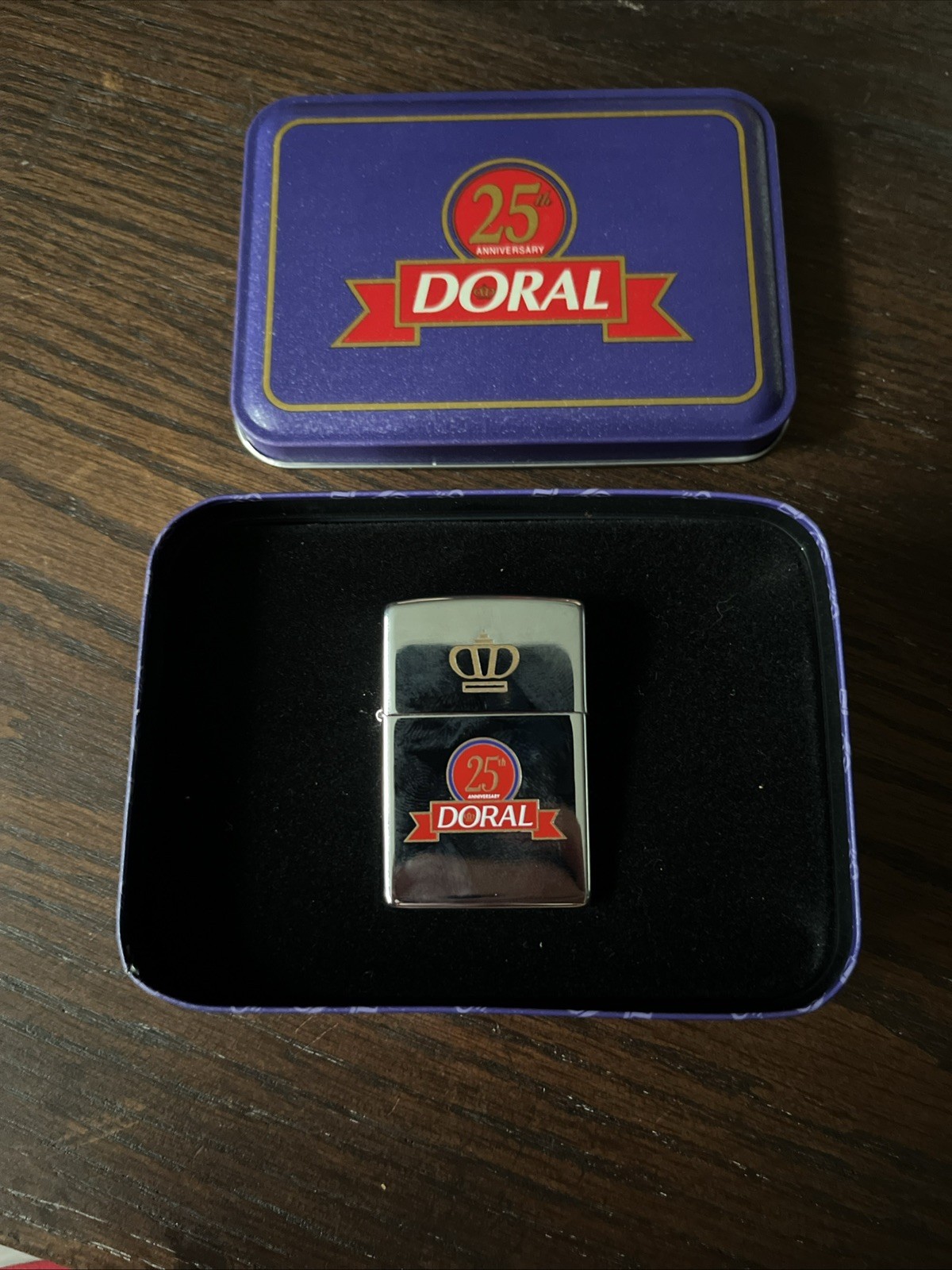 Zippo 1995 Doral Cigarettes 25th Anniversary Polished Chrome Lighter. NEW. RARE