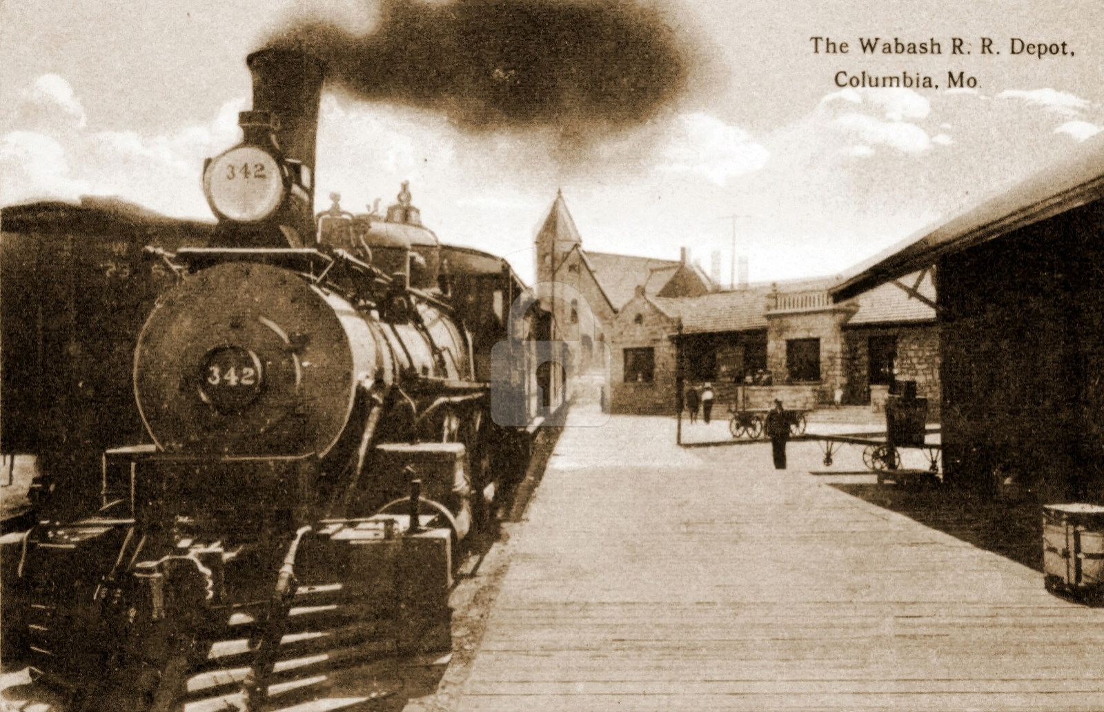 Columbia MO Missouri Wabash Railroad Train Station RPPC Photo Postcard COPY