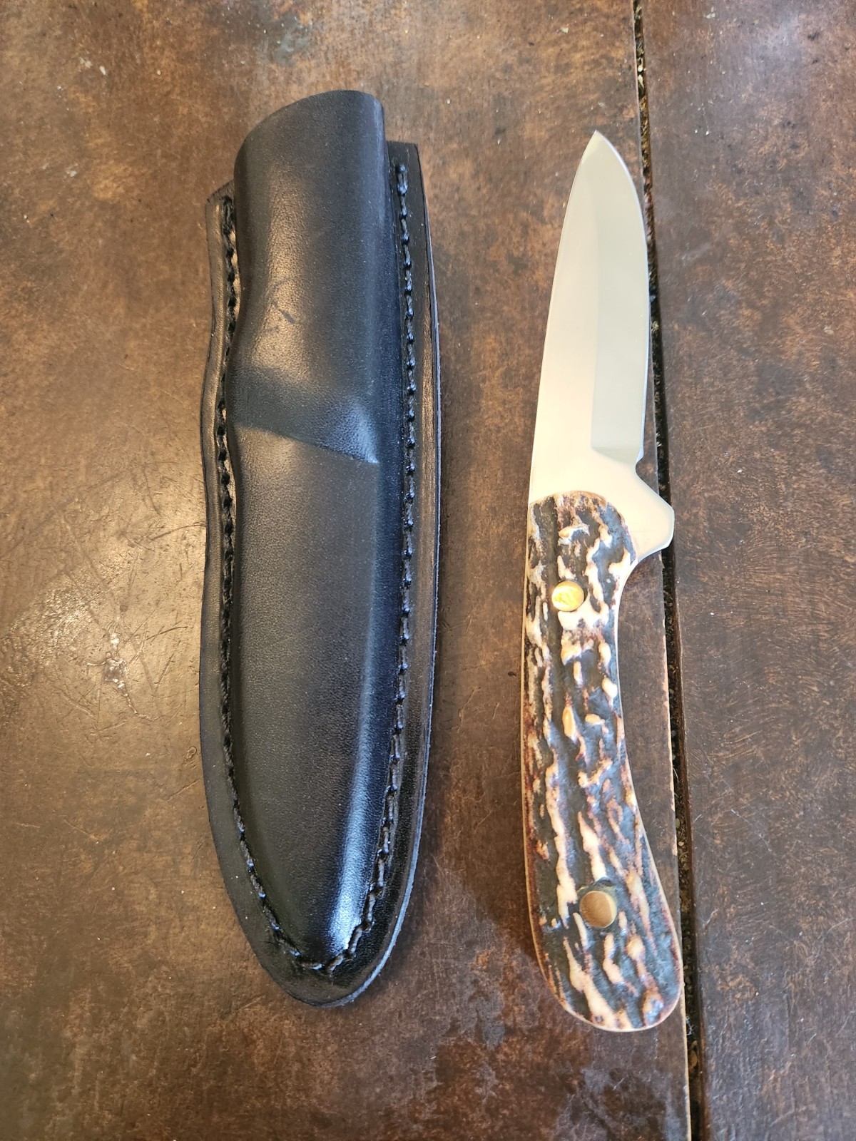 Rare Custom Western Knife W83 New Stag  Stamped J With Sheath Beautiful Knife