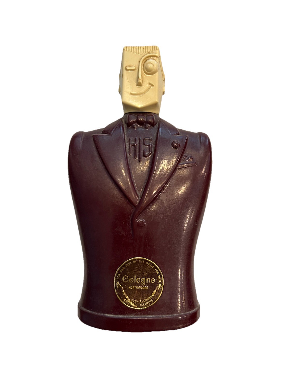 1940s His House Men Northwoods Cologne Bottle Mid Century Art Deco Nearly FULL