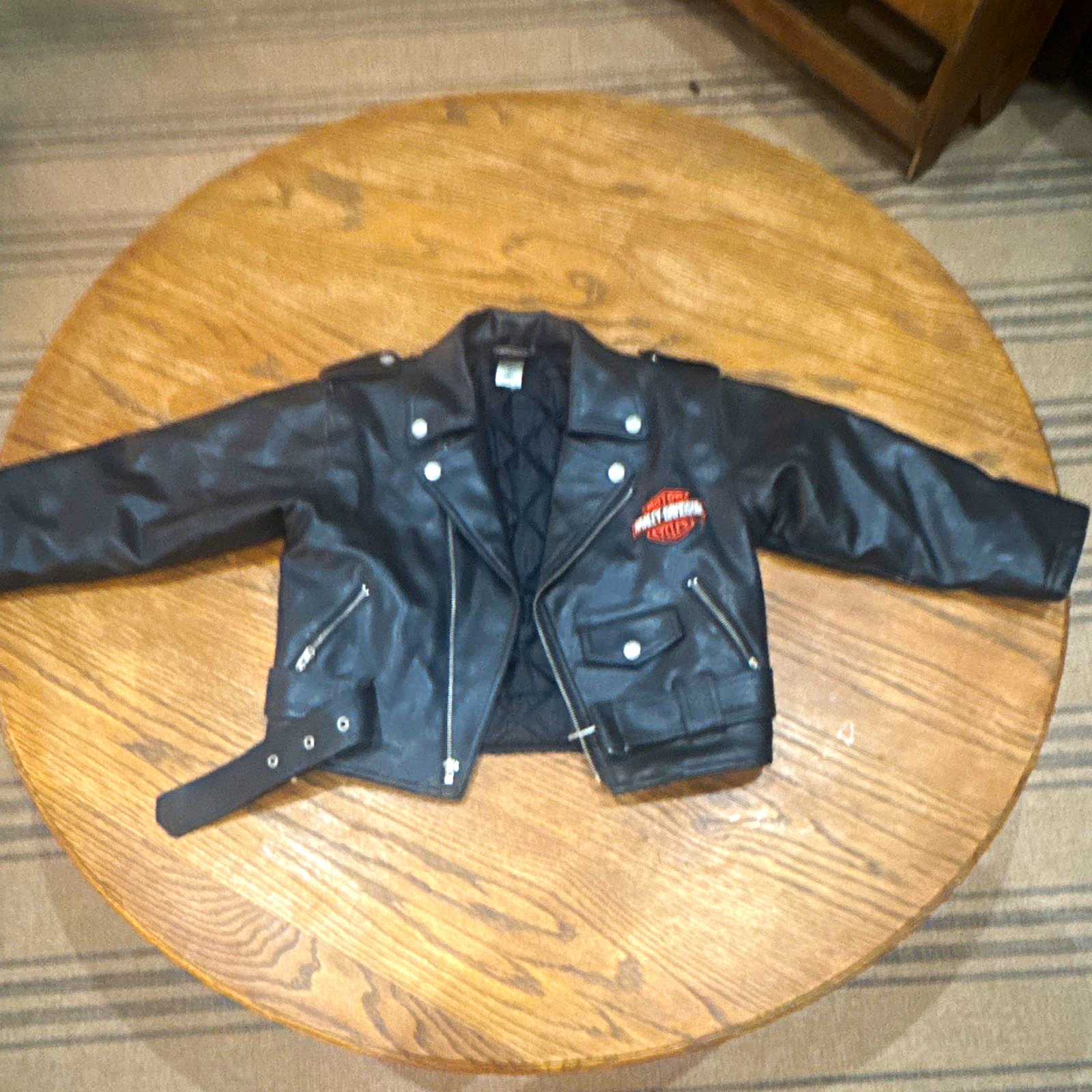 Harley-Davidson Motorcycles Kids Black Leather Motorcycle Jacket Size 6 Warm 