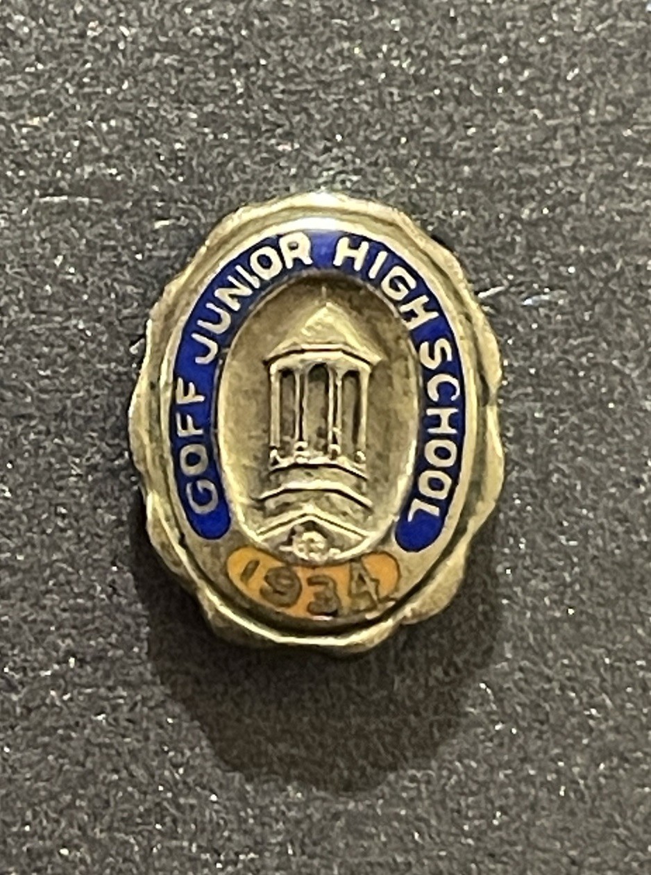 Vintage 1934 Goff Junior High School Class Pin Enamel Lapel Badge JGA