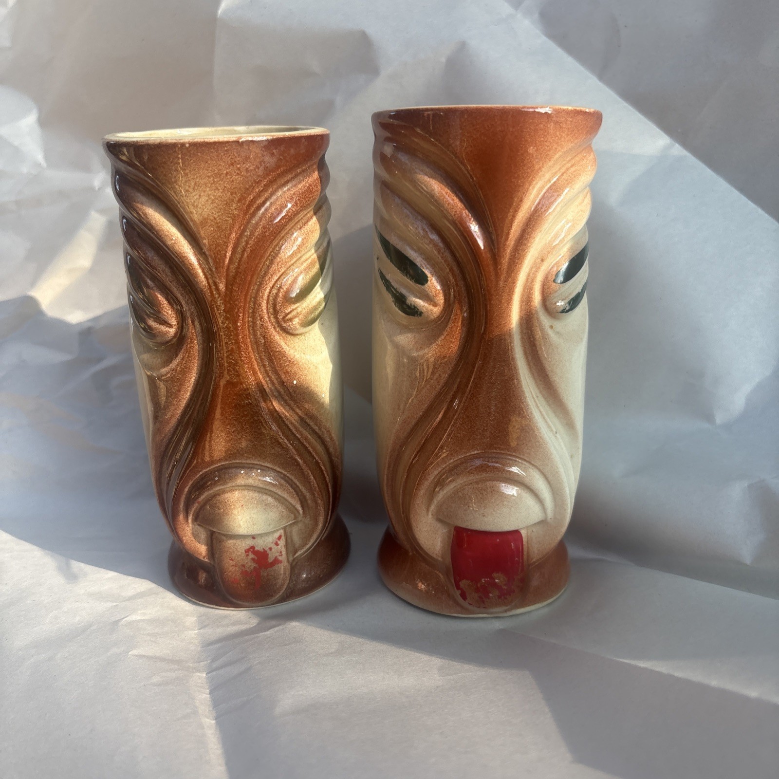 Vintage Set Of 2 The Mainlander St Louis Tiki Glasses Mug Tongue Out