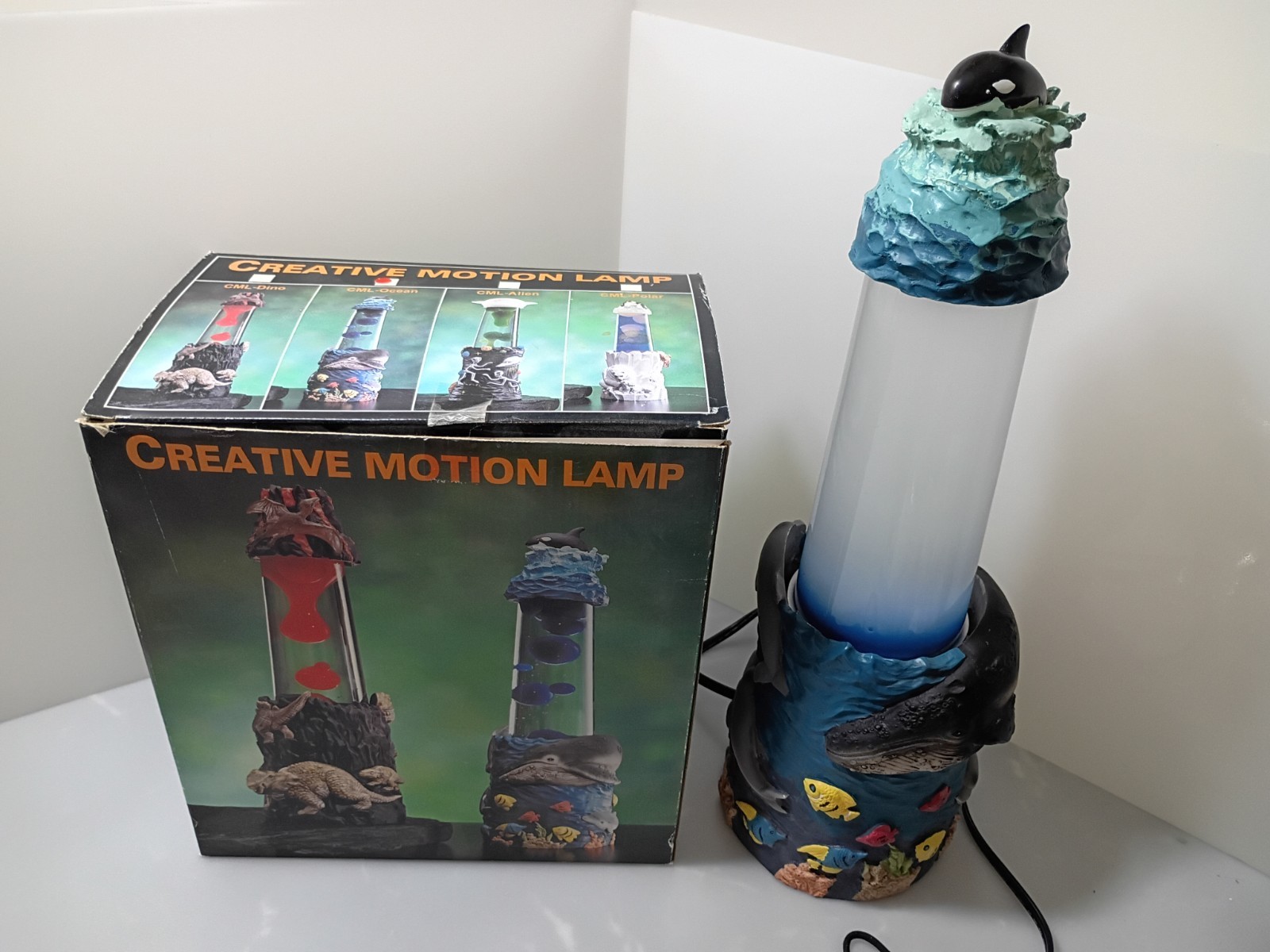 VTG Lava Lamp 90s Nautical Ocean Theme Whale Orca Dolphin Under The Sea 