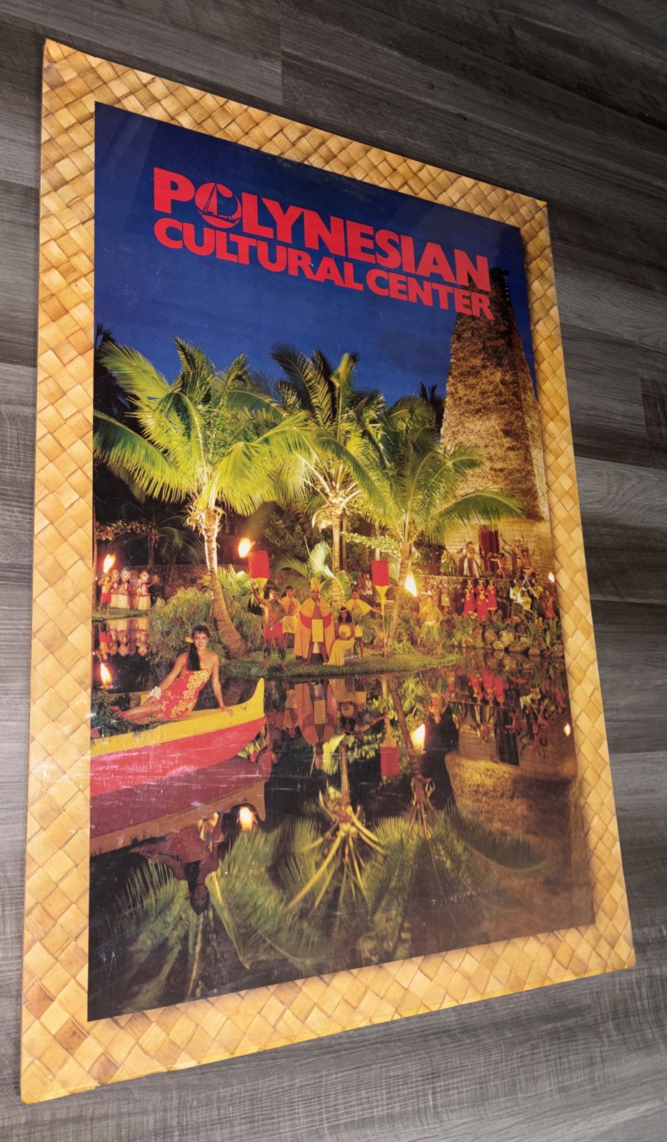 Vintage Polynesian Cultural Center Poster Souvenir Tiki Bar Decor Palm Trees