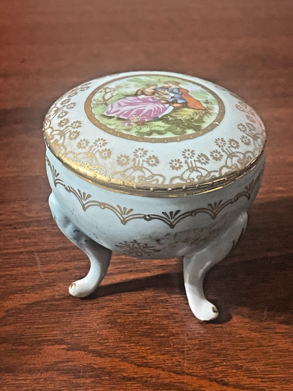 Vintage Arnart Creations Porcelain Footed Trinket Box – Mid-Century Japan