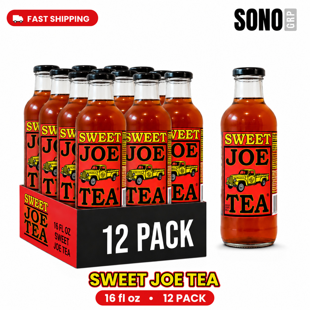 Joe Tea Sweet Tea 20 Fl Oz, 12 Pack Glass Bottles