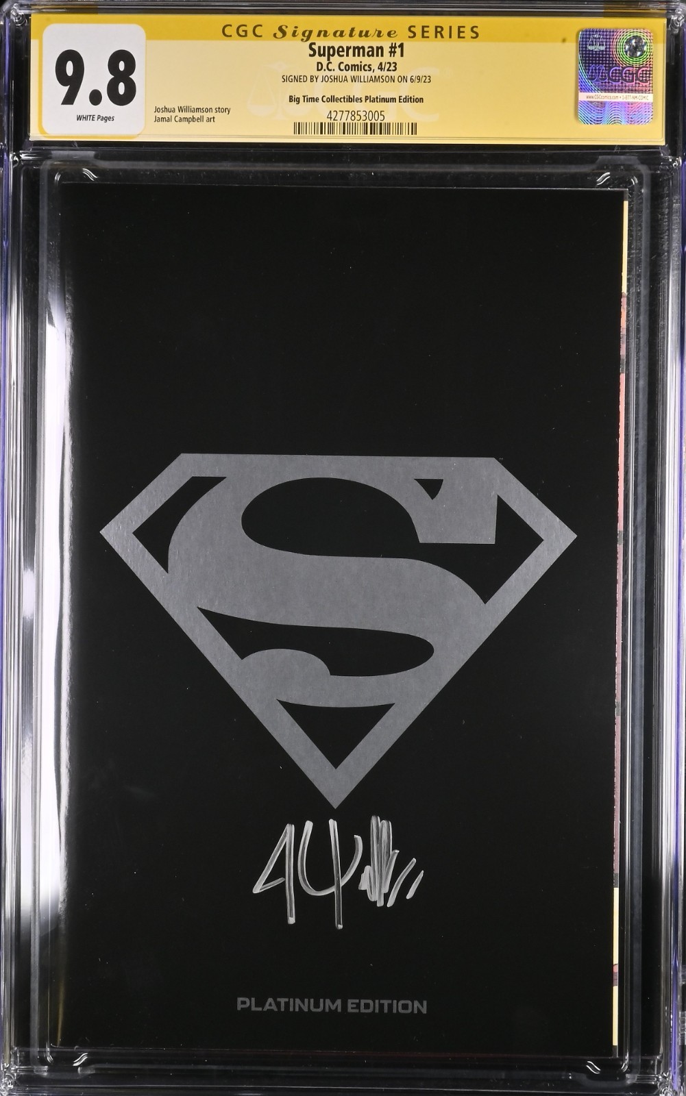 Superman #1 (2023) BTC Platinum Ed. CGC SS 9.8 signed by Joshua Williamson
