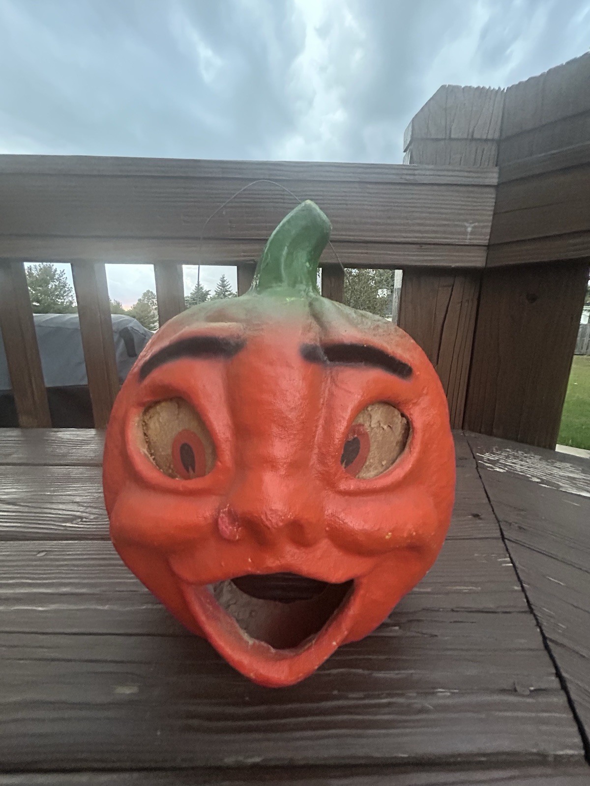 Vtg 1940s Paper Mache Pumpkin Choir Boy 11