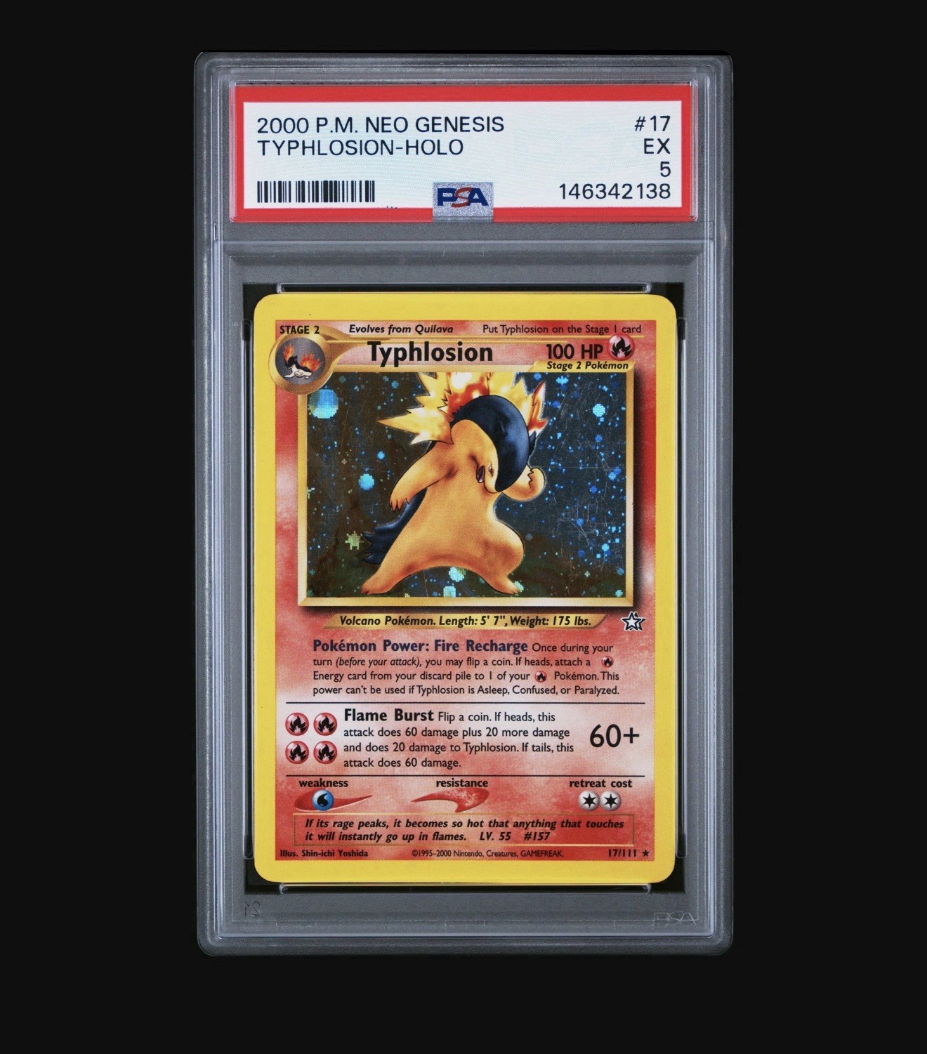 2000 Pokemon Neo Genesis #17 Typhlosion-Holo PSA 5 NM/M Vitange NEW CERT