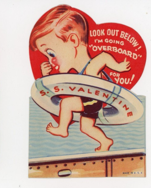 1920s-30s Cute S.S. Valentine Steamship Boy Valentine Card P188