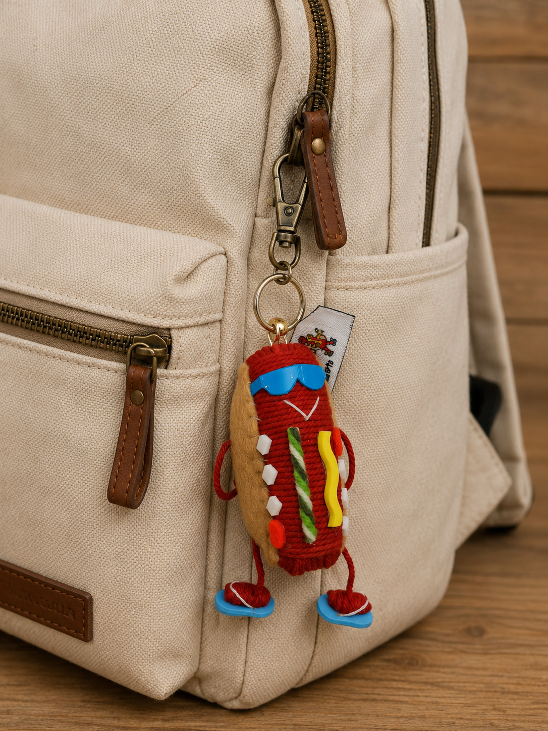Dubin Dog Hot Dog String Doll Keychain Backpack Charm