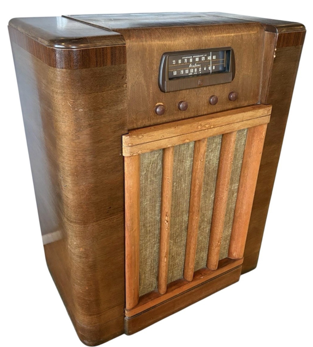 Montgomery Ward Airline Console Radio Floor cabinet antique wood Vintage gyuh