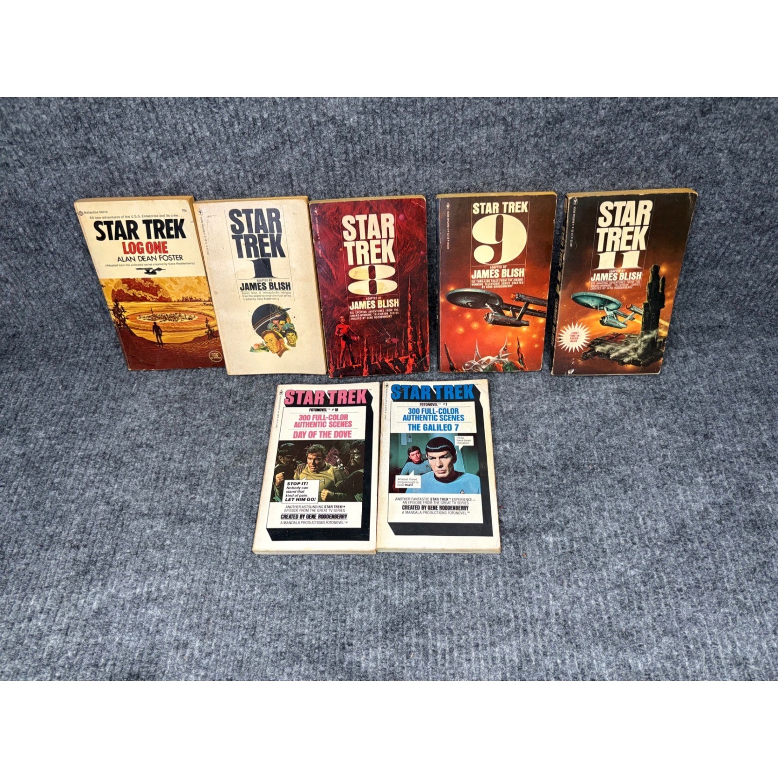 Vintage Star Trek Paperback Book Lot James Blish Fotonovels Log One Sci-Fi 7pc