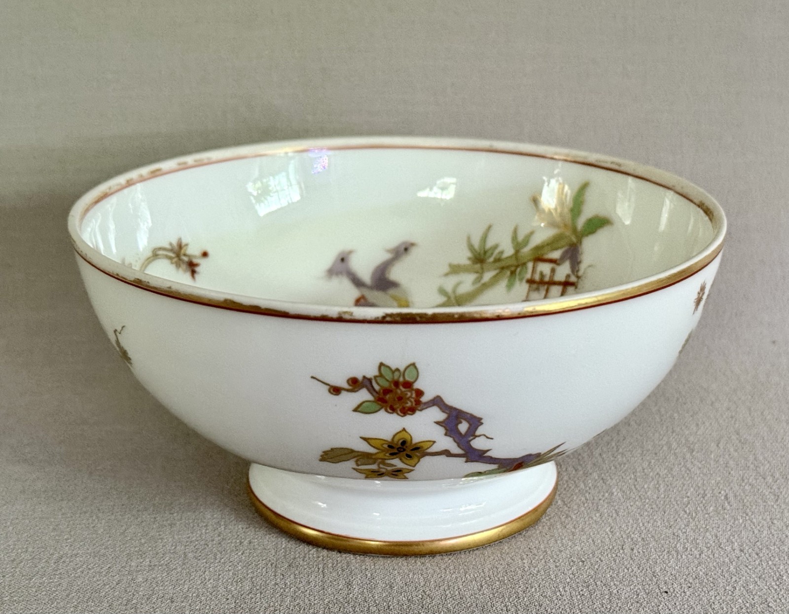 Richard Ginori Italia Porcelain Footed Bowl - 'Birds of Paradise'  Hand Painted