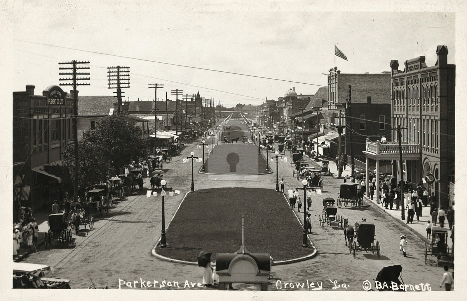 Parkerson Ave., Crowley, LA Louisiana 1914 RPPC Photo Postcard Copy