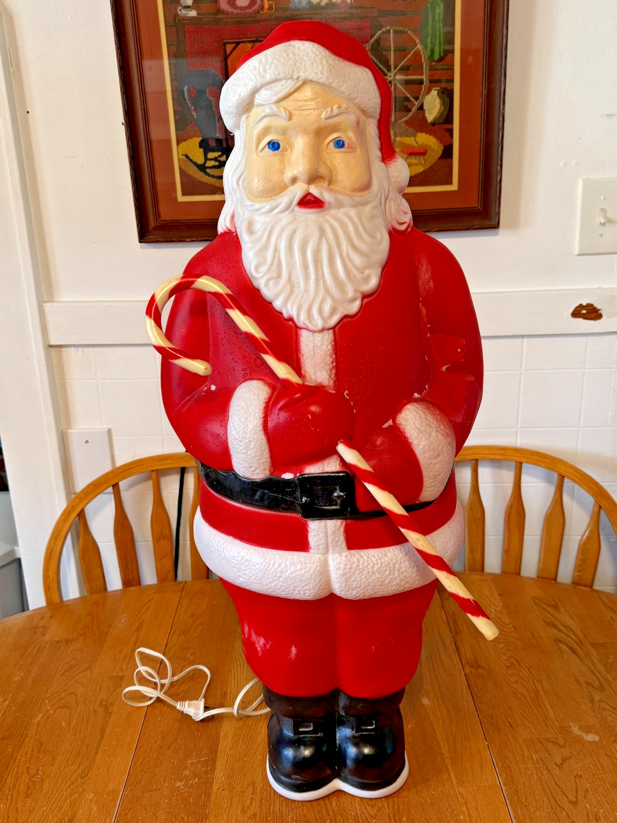 Vintage Mr. Santa Claus with Candy Cane Lighted Blow Mold 33