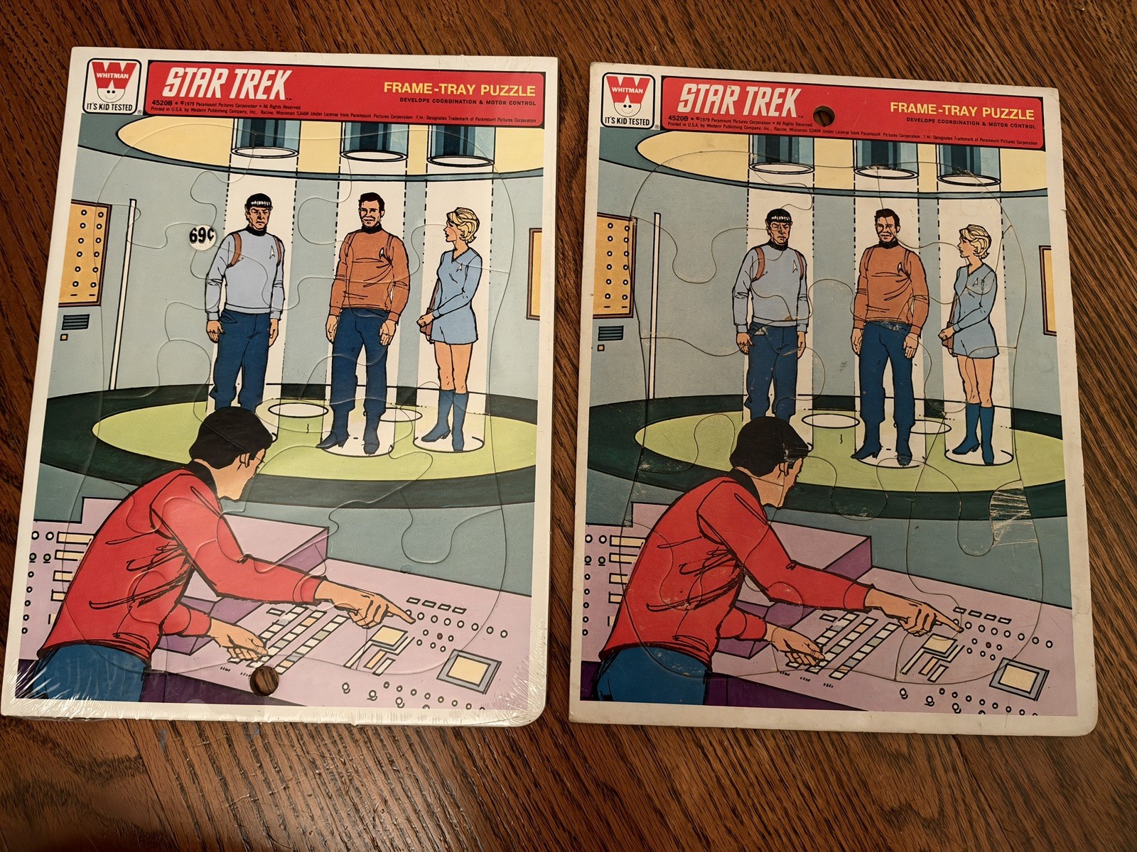 Vintage 1979 Star Trek Whitman Frame Tray Puzzles Lot of 2 Sealed & Used 4520B