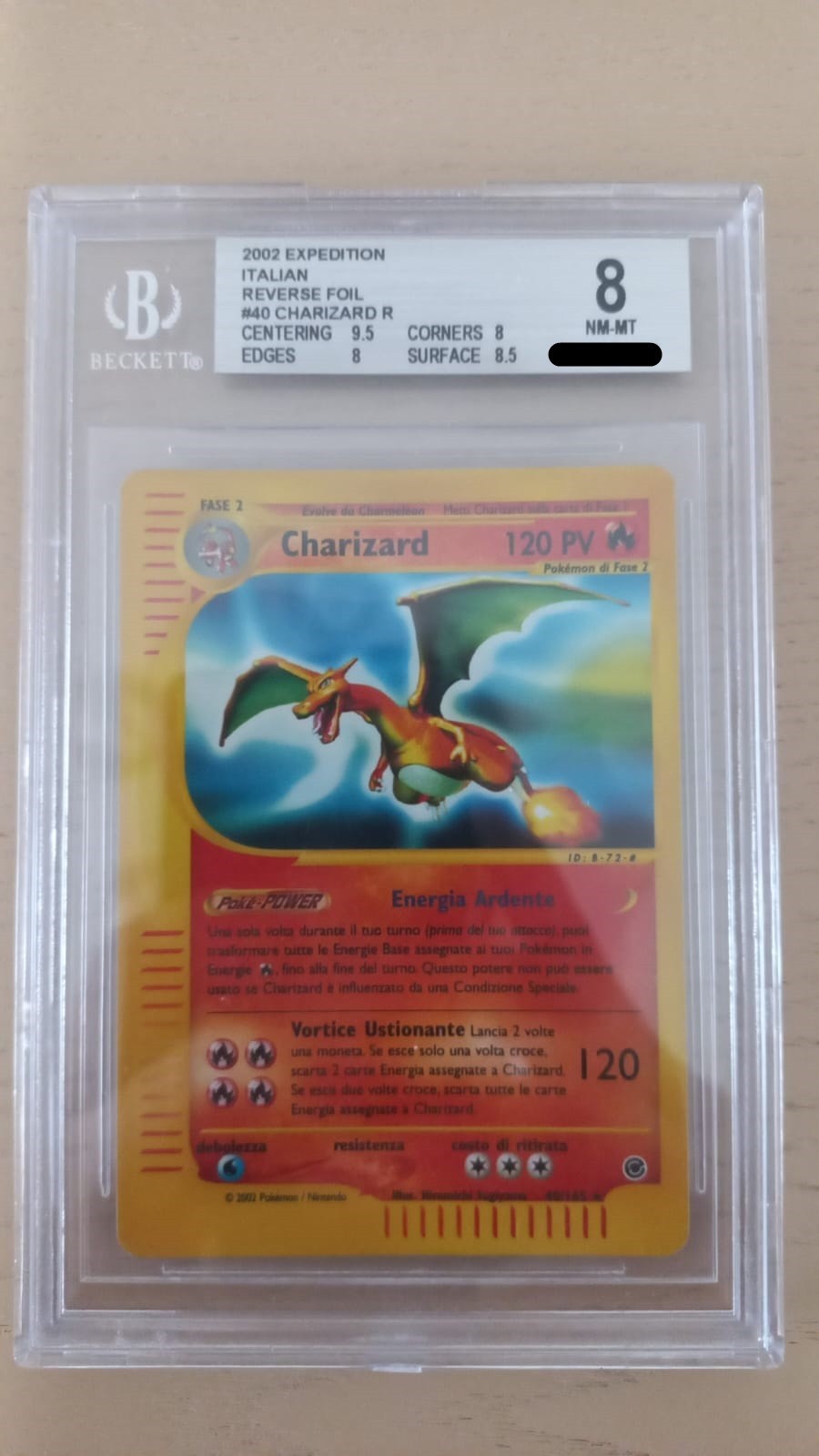 Vintage Pokemon Card - Charizard 40/165 Reverse Holo Expedition BGS 8