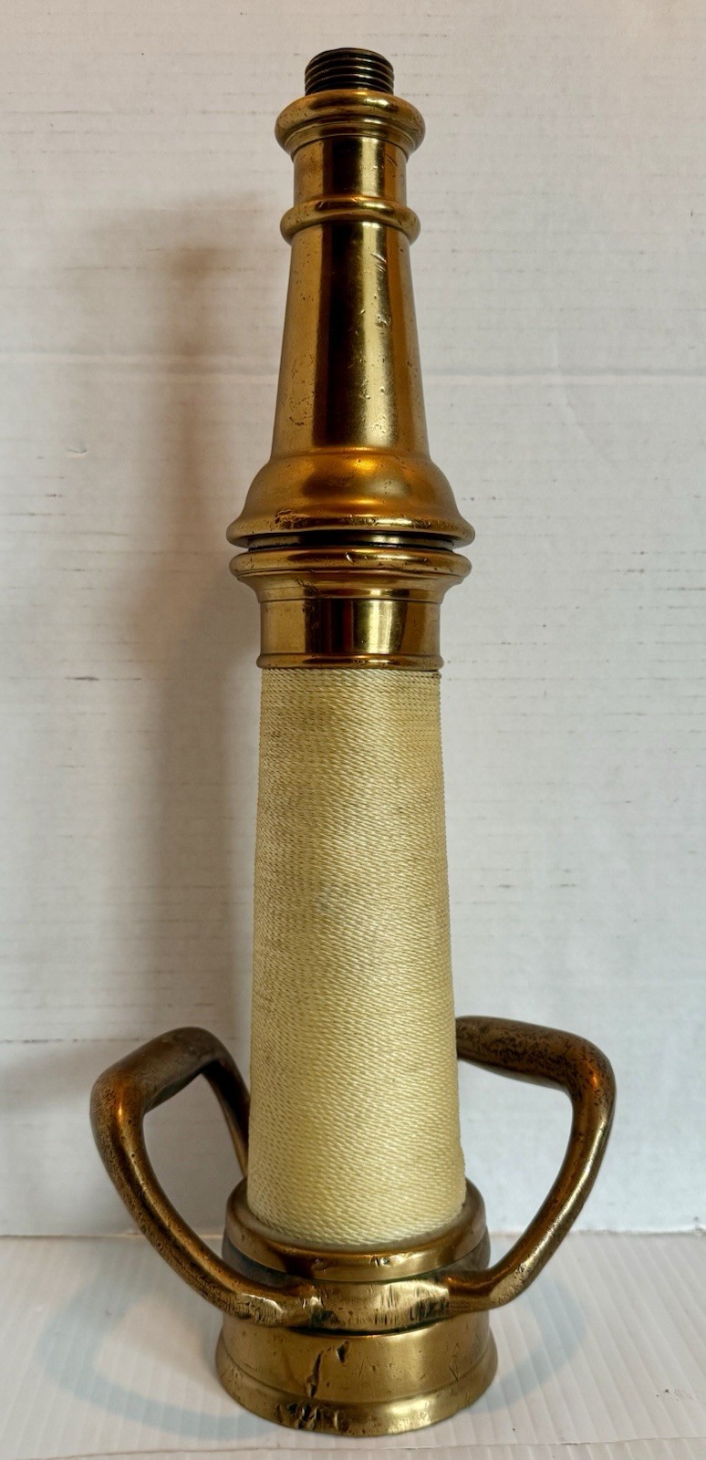 Antique Brass 1930s 40s Chicago Fireman's Fire Hose Nozzle Double Handle Wrapped