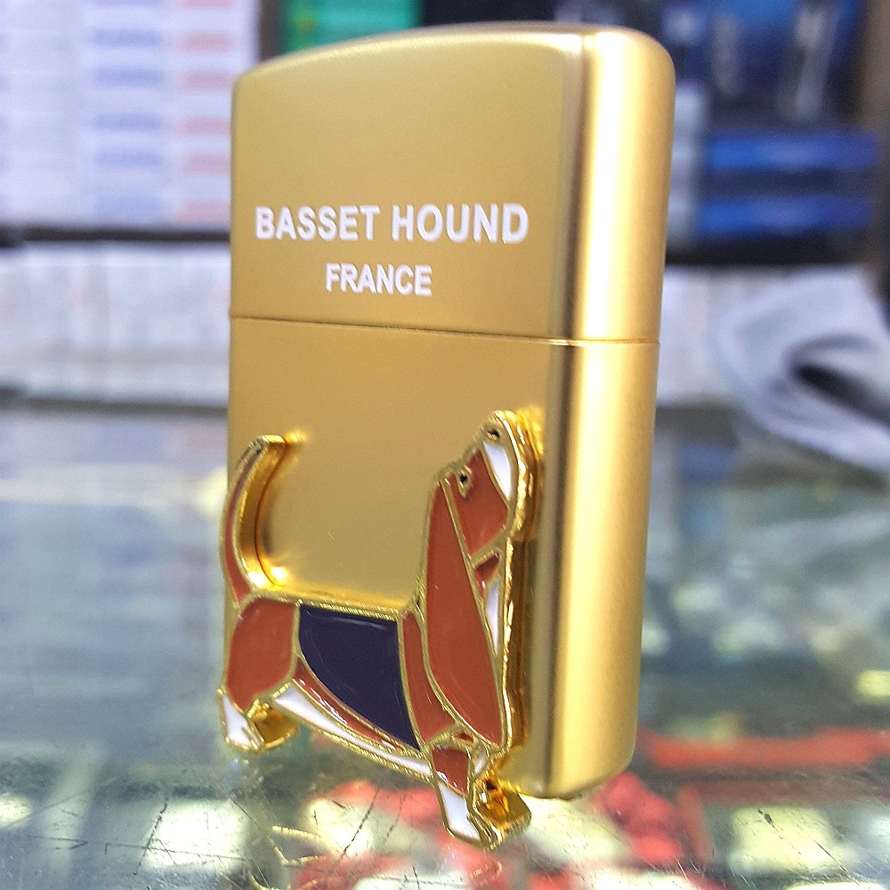 Zippo BASSET HOUND FRANCE Lighter Genuine Org Packing 6 Flints set GIFT