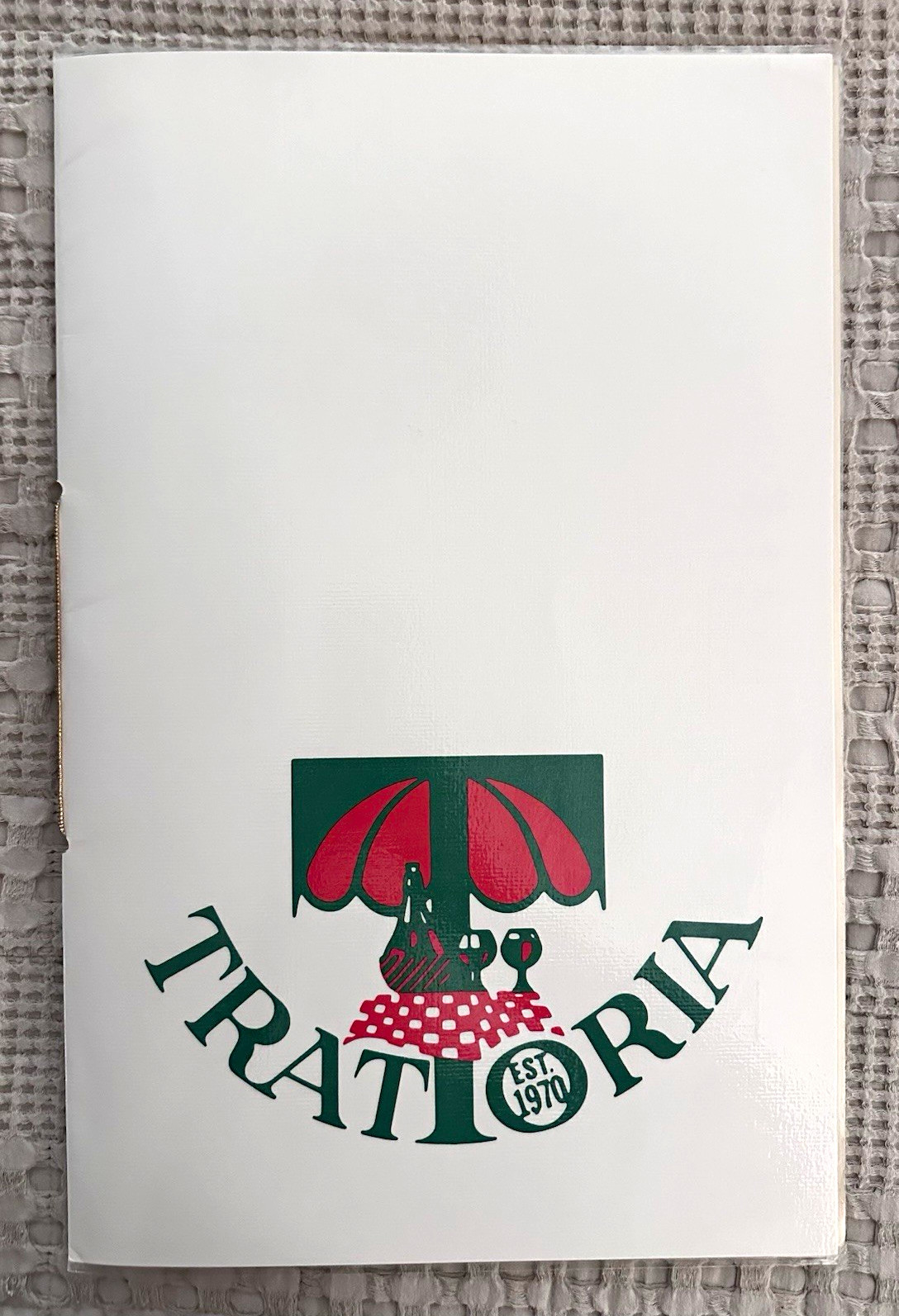 Rare Vintage 1970s Trattoria Fine Dining Italian Menu Graphic Cover Gold Tassel