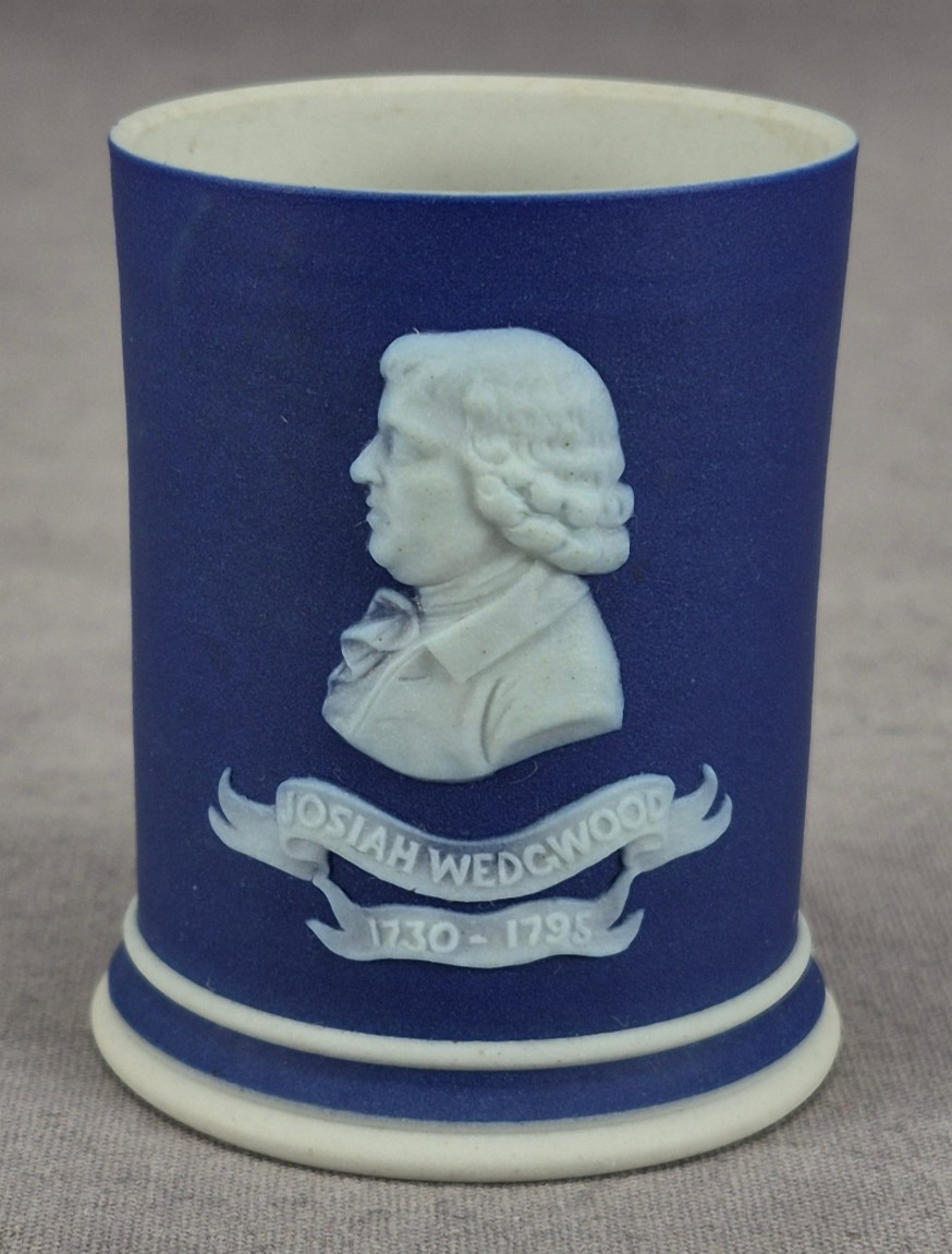 19th Century Wedgwood Dark Blue Josiah Wedgwood Portrait Toothpick Holder