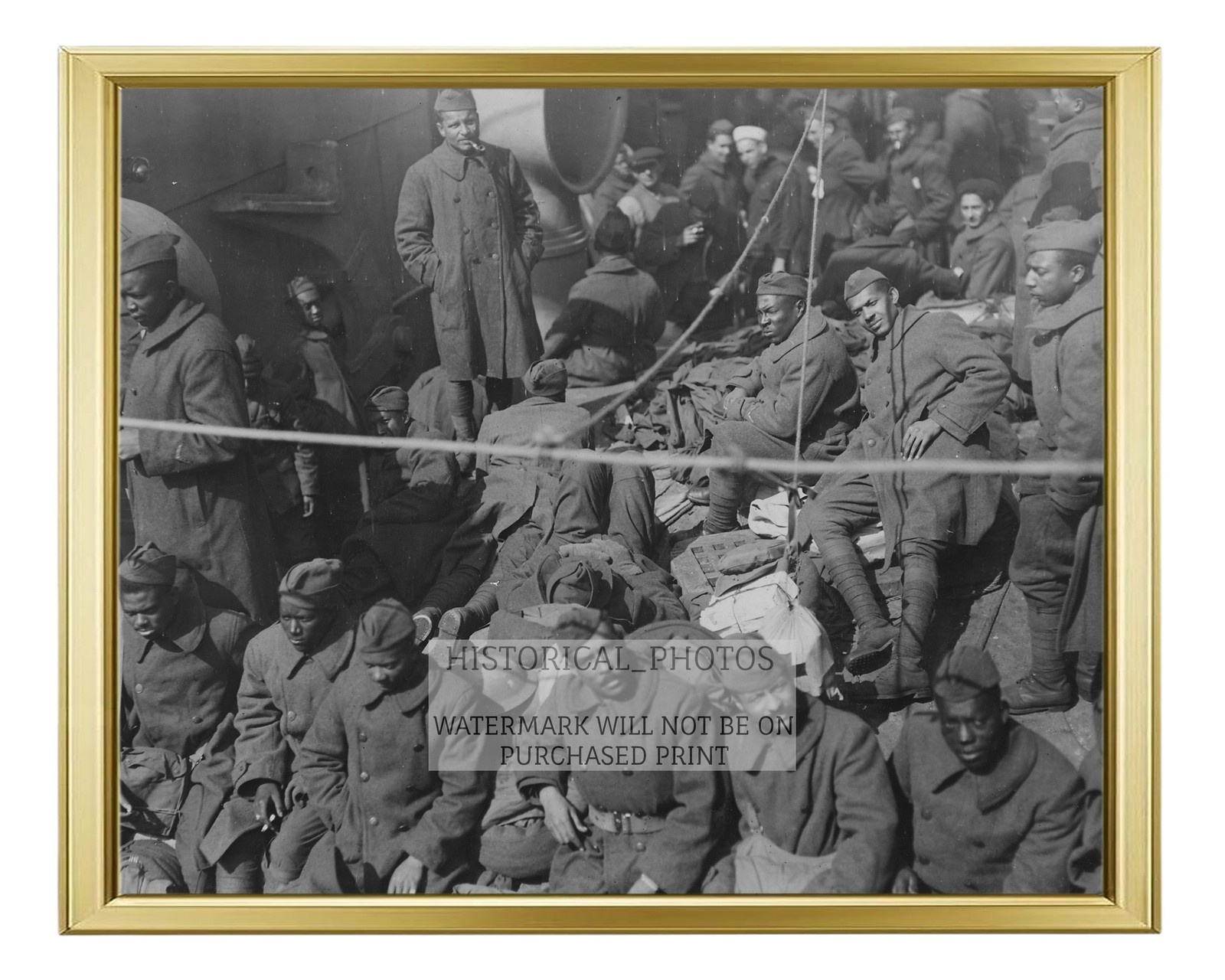 AFRICAN AMERICAN CASUALS RETURNED USS GEORGE 1940S 8X10 GOLD FRAMED PHOTO