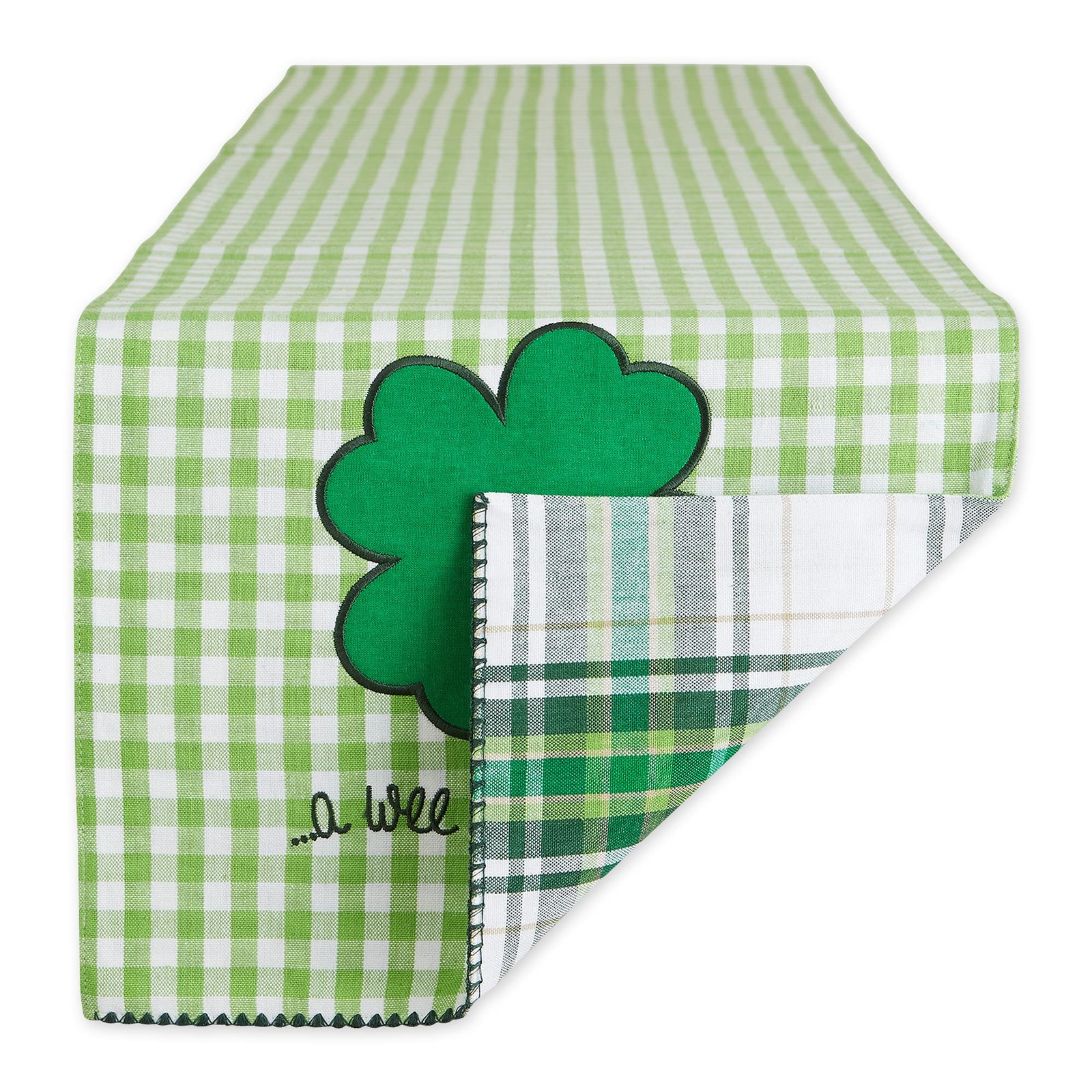 DII St. Patrick\'s Day Collection Tabletop, Table Runner, 13x72, Green Plaid 5728