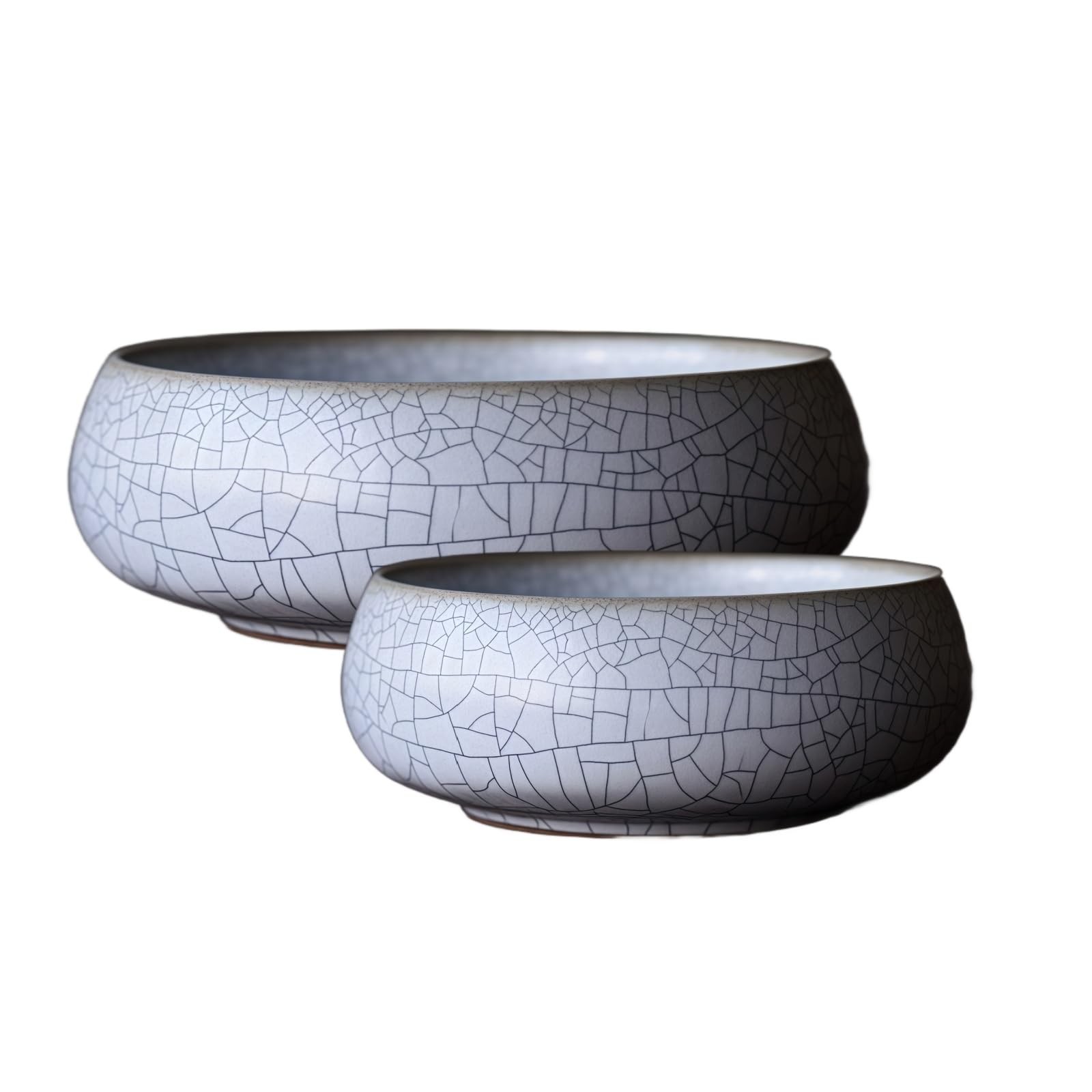 Lotus Bowl Planter 2 Pack, 7.5in & 6.5in, Shallow Vase Kiln Split Lotus Bowl Planter 2 Pack, 7.5in & 6.5in, Shallow Vase Kiln Split