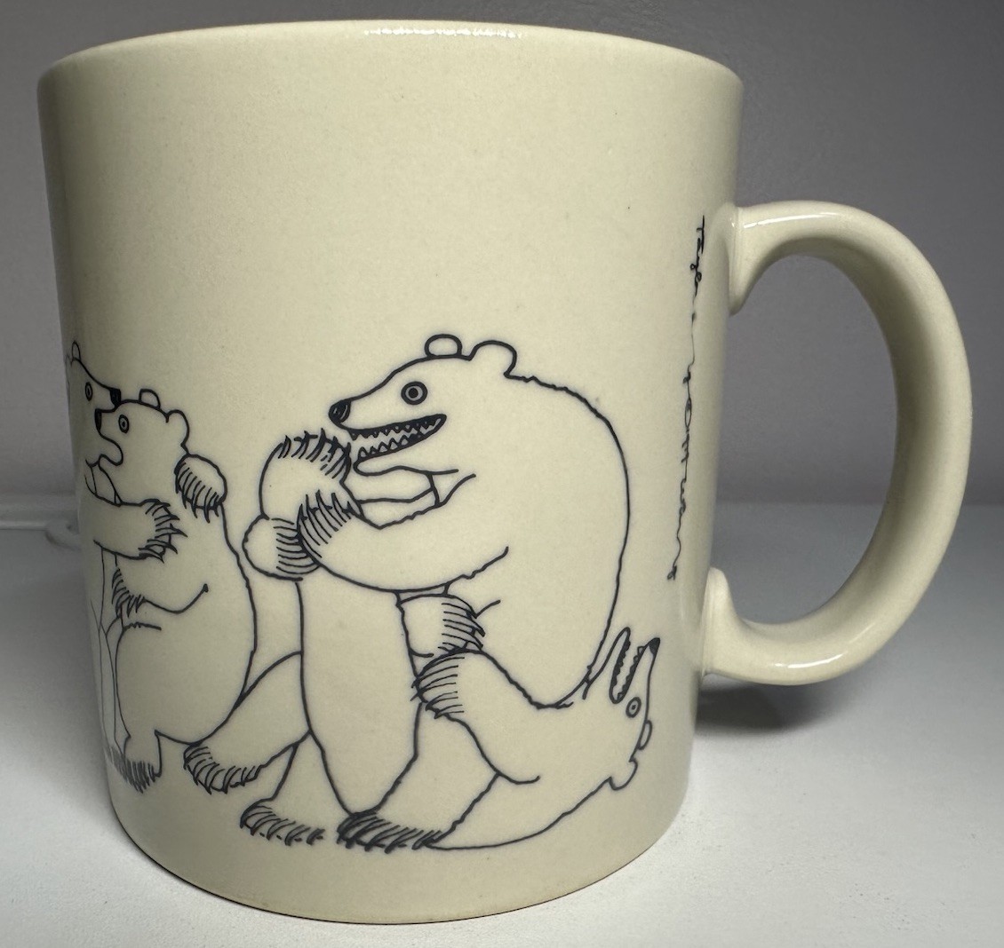 Vintage 1979 TAYLOR & NG Naughty Bears Novelty Mug Off-White & Grey Japan