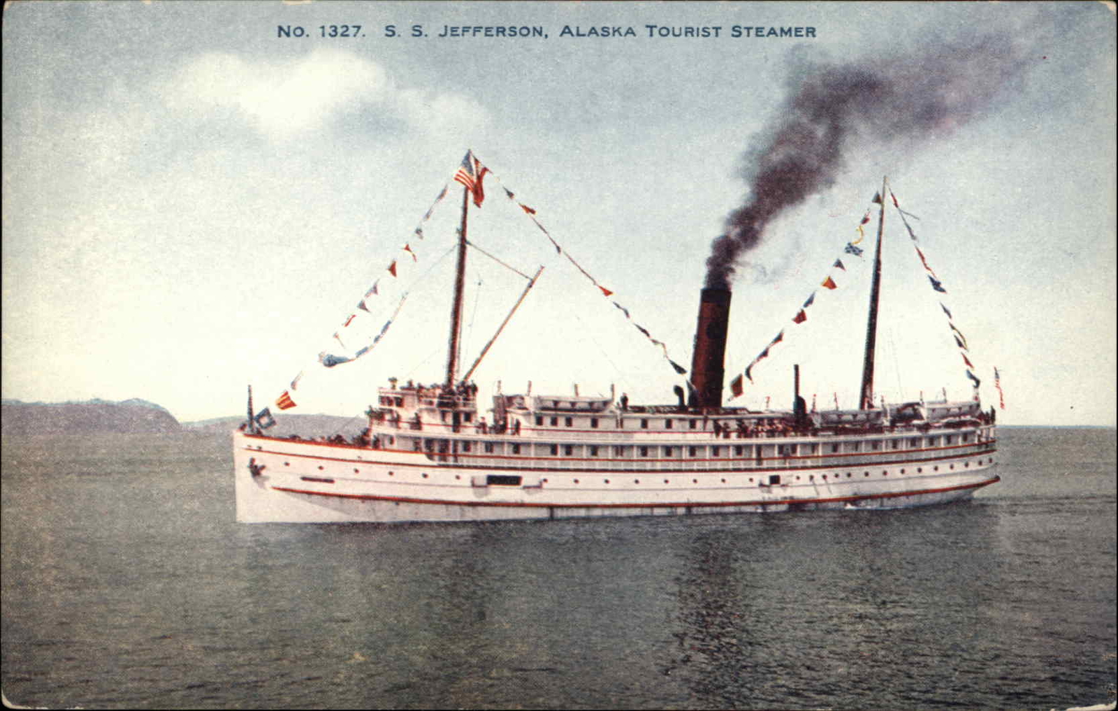 Steamer Steamship Ship S.S. Jefferson Alaska Tourist Steamer Vintage Postcard
