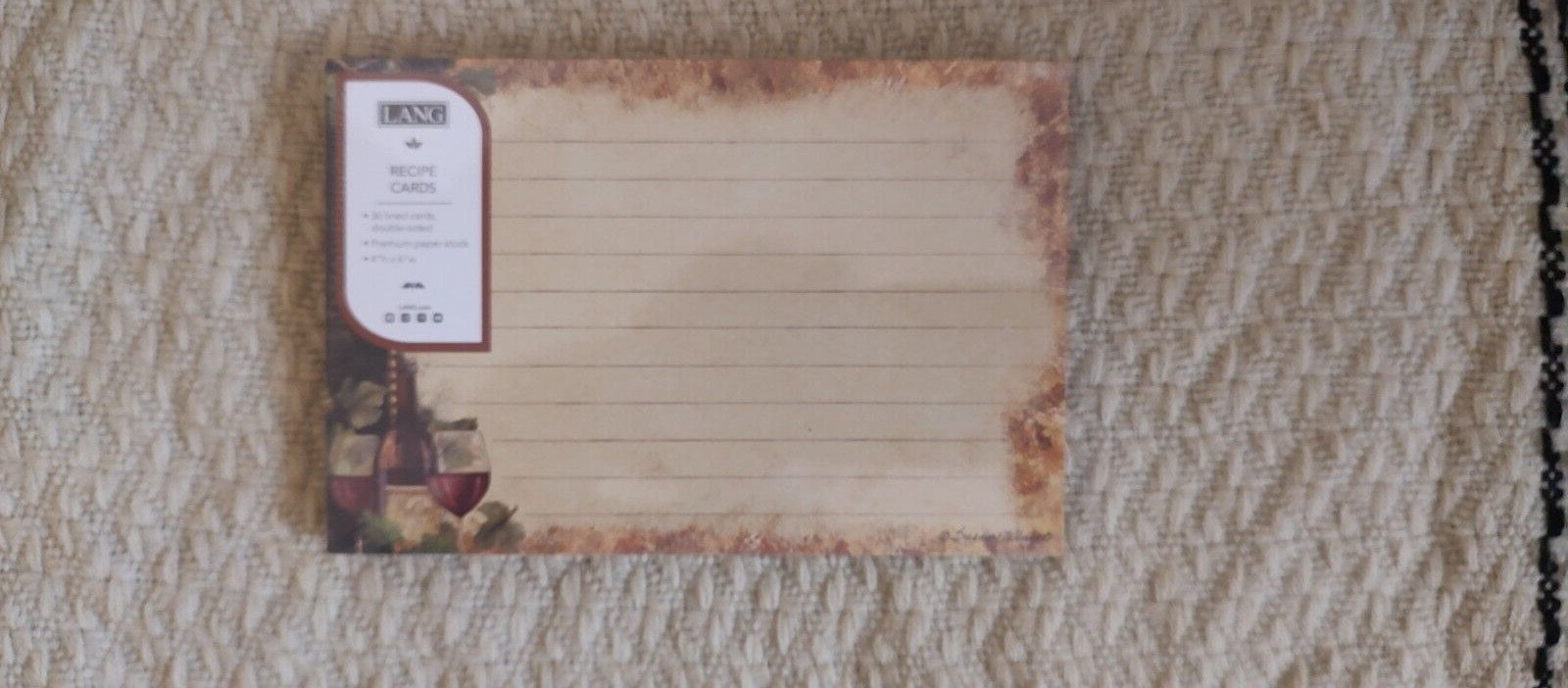 Lang ~ Gilded Wine Recipe Cards ~ 36 Lined Cards  Size: 4