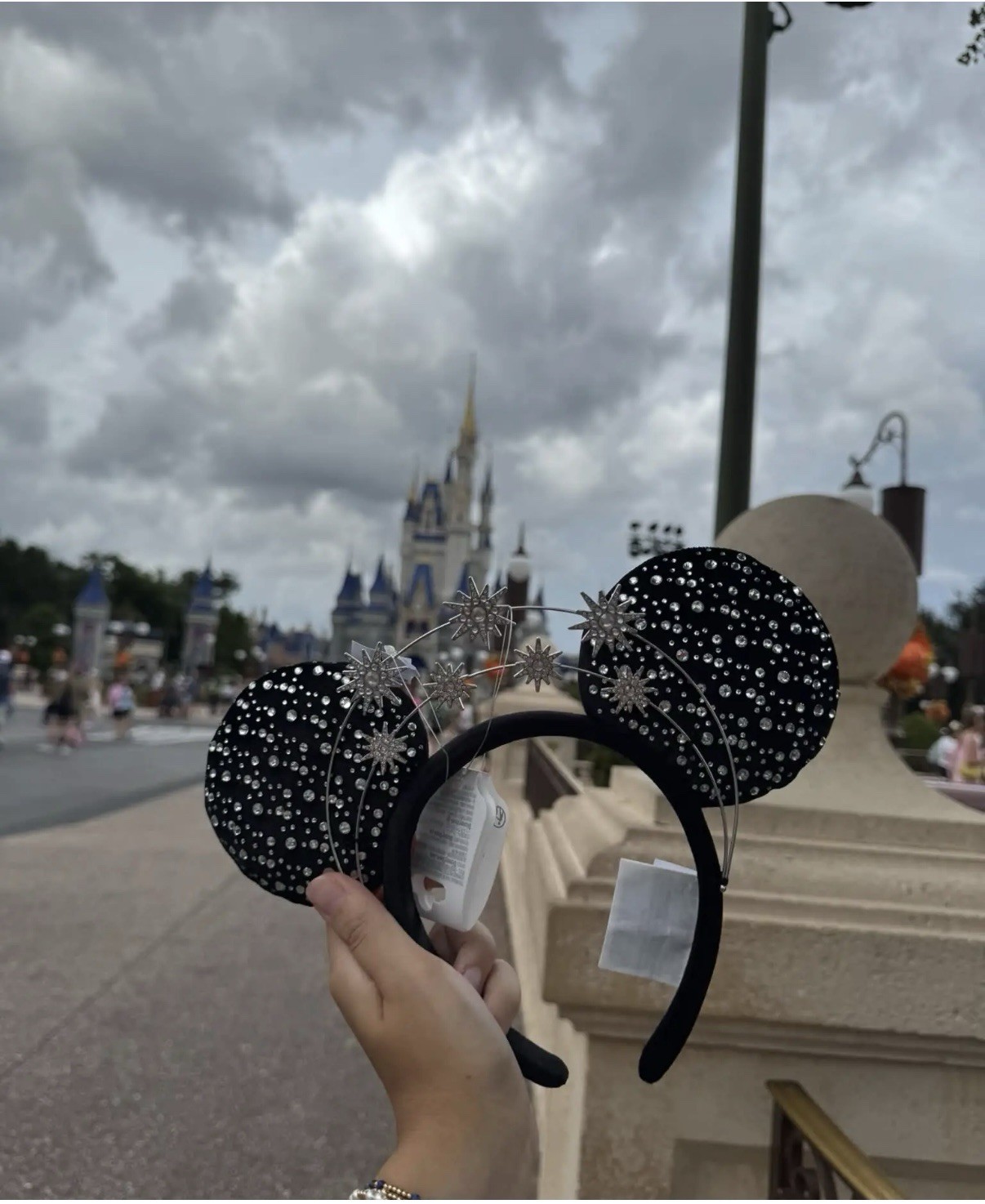 Disney Parks 2026 Black Silver Rhinestone Crown Mickey Minnie Ear Headband New