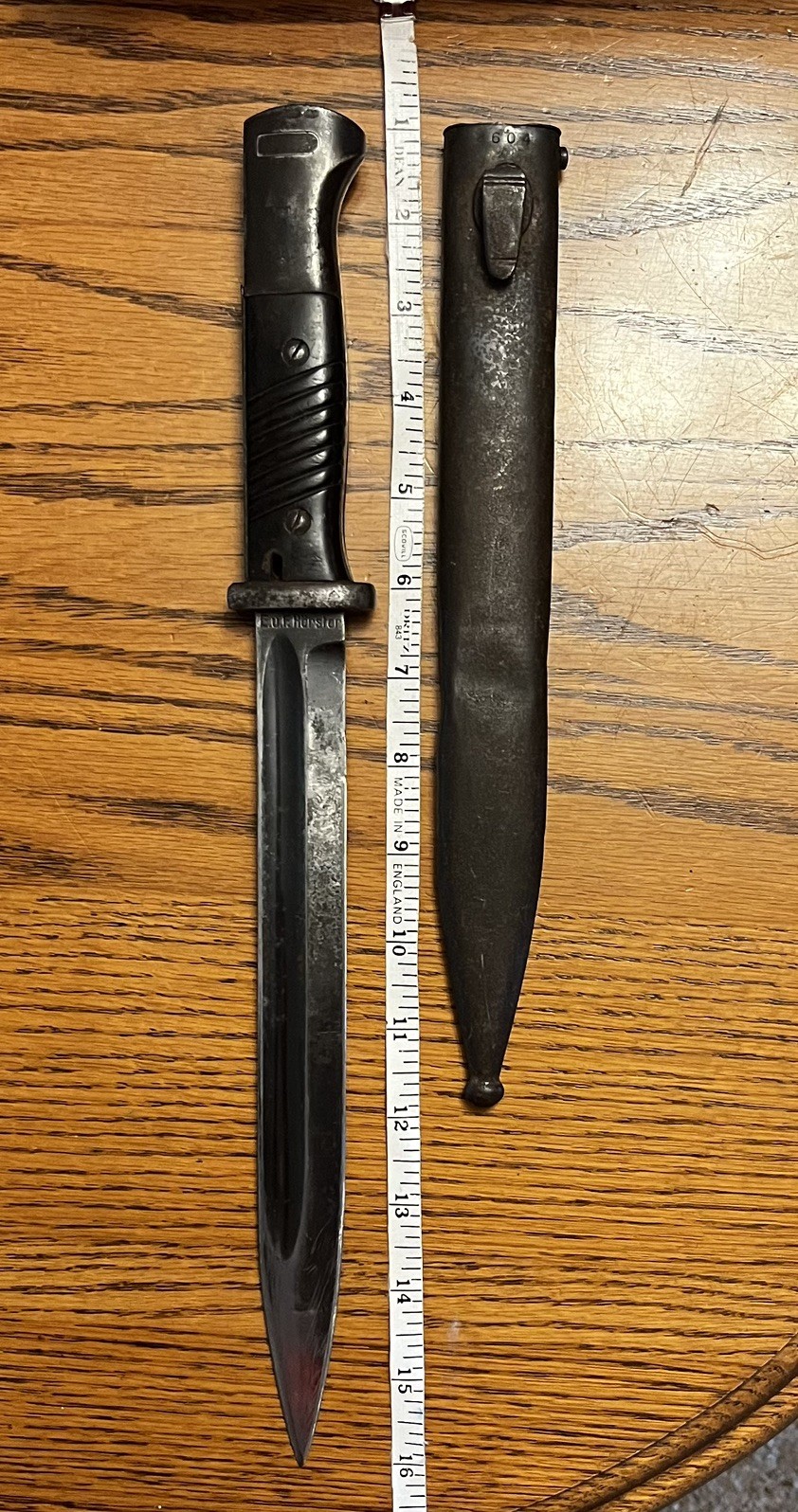 WWII German K98 Bayonet W/Scabbard Matching Numbers 1938 E.u.F. Hörster Pre-War