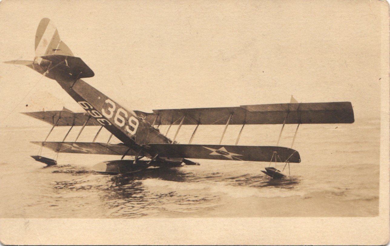 AIRPLANE WRECK INTO SEA pensacola fl real photo postcard rppc florida 369 clover