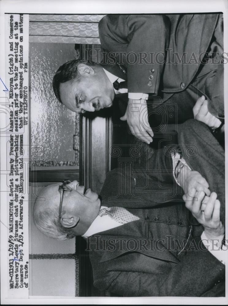 1959 Press Photo Soviet Deputy Premier Anastas I.Mikoyan and Lewis Strauss