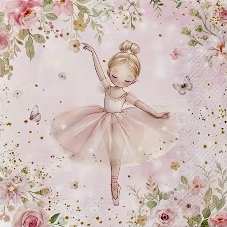 FREE SHIPPING 2 Individual Decoupage Paper Napkins (Pink Little Ballerina)