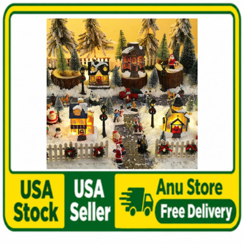 27 Pcs Christmas Village Sets Figurines Decoration LED Lighted Village Houses Co