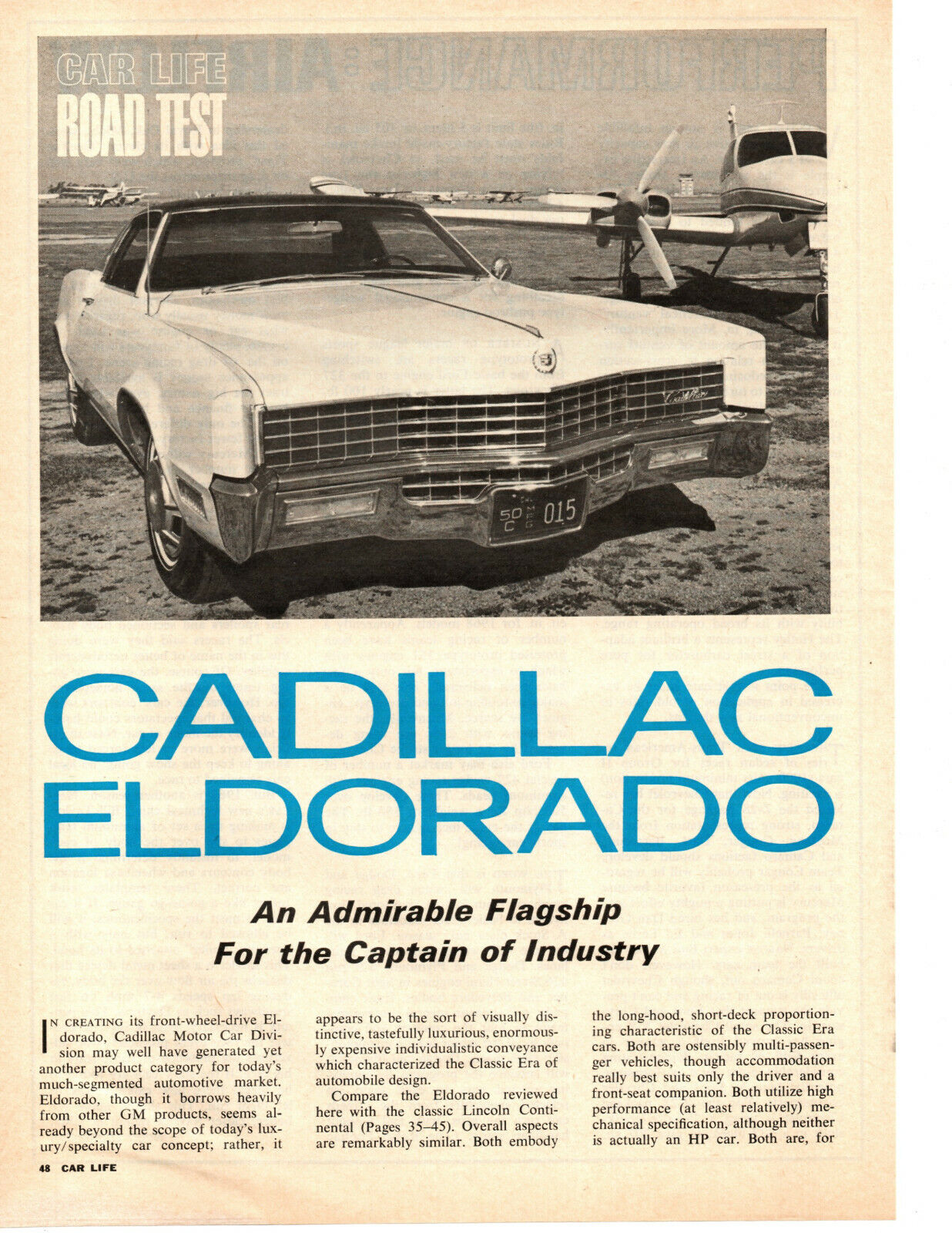 1967 CADILLAC ELDORADO 429/340 HP ~ ORIGINAL 6-PAGE ROAD TEST / ARTICLE / AD