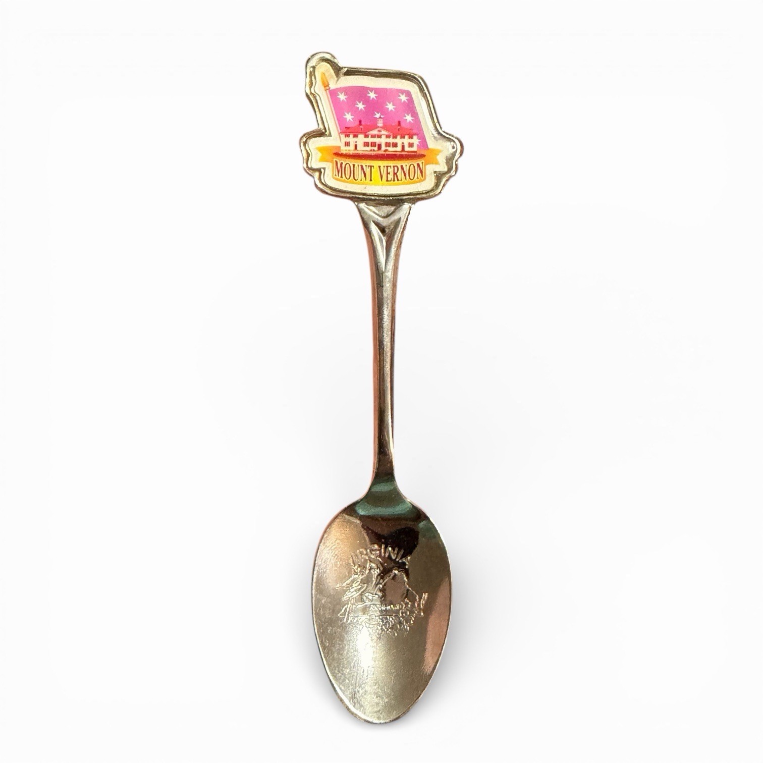 Vintage Mount Vernon Virginia Souvenir Collector Spoon Enameled Crest Crest