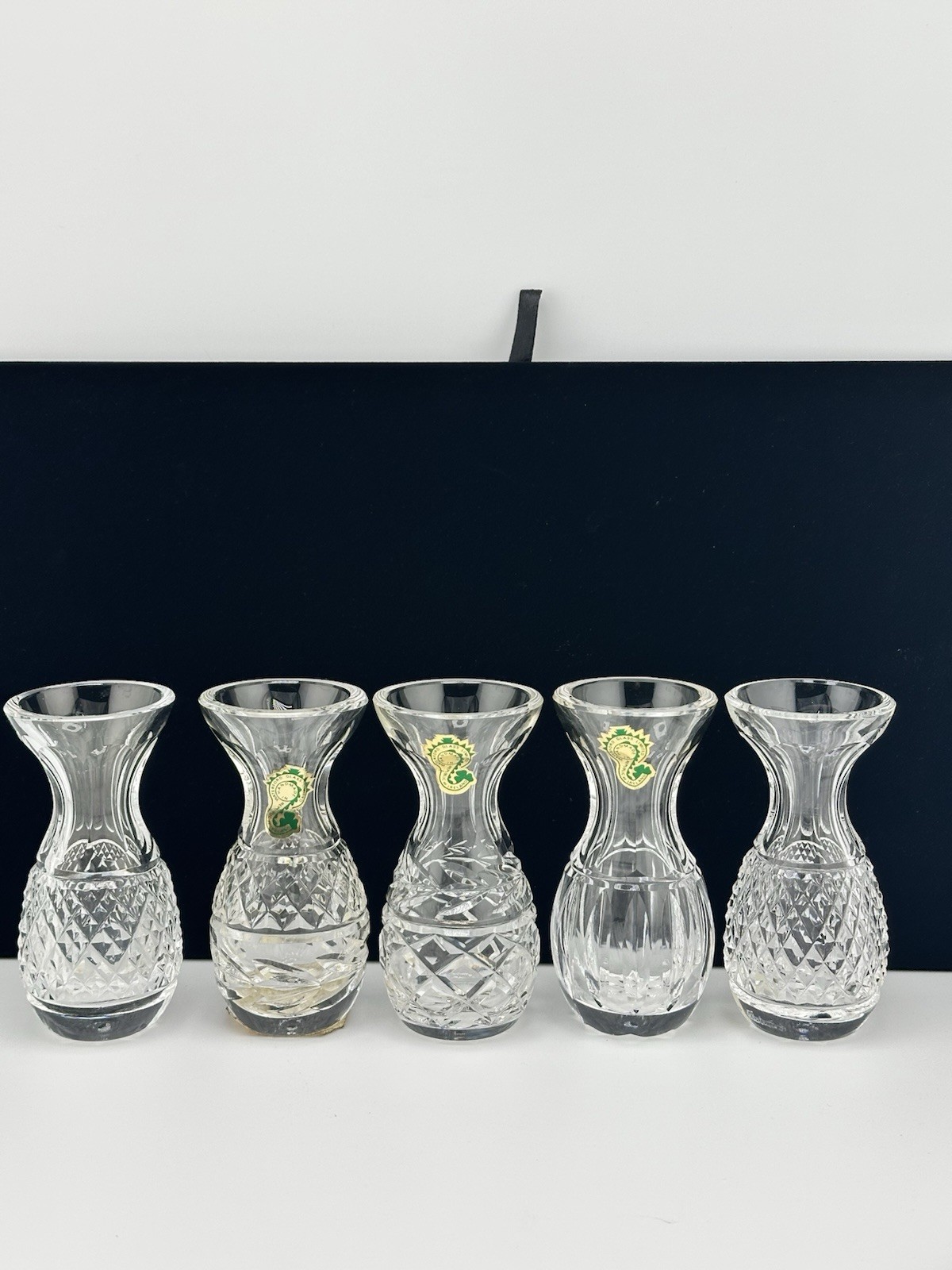 Set Of 5 Vintage Waterford Crystal Miniature Bud Vase Collection 4” Tall