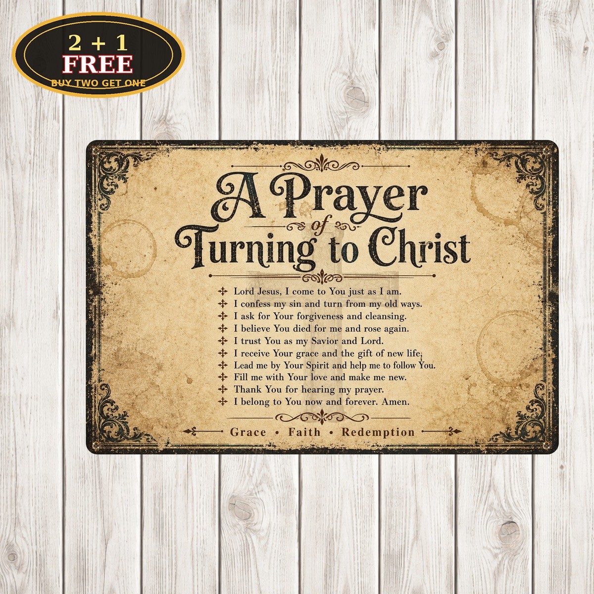 The Sinners Prayer Christian Salvation Bible Verse Metal Tin Sign
