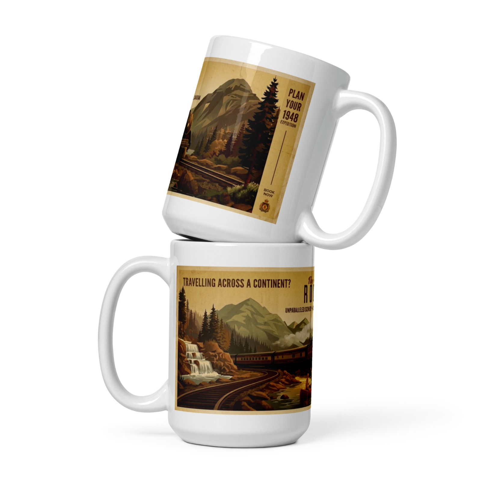 Canadian Pacific Railway Ceramic Mug 15oz Vintage Travel Canadian Rockies Gift