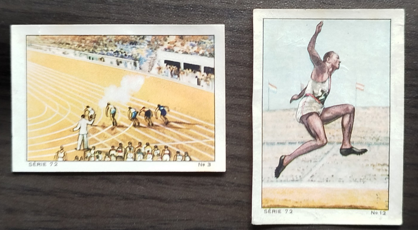 2 stickers no panini 1936 Berlin Olympics Jesse Ovens 100m jump length
