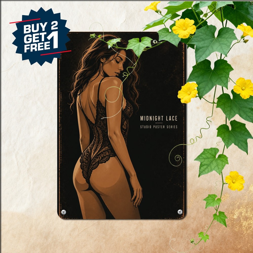 Sexy Beauty Lace Lingerie Model Glamour Bedroom Decor Metal Tin Sign 8x12