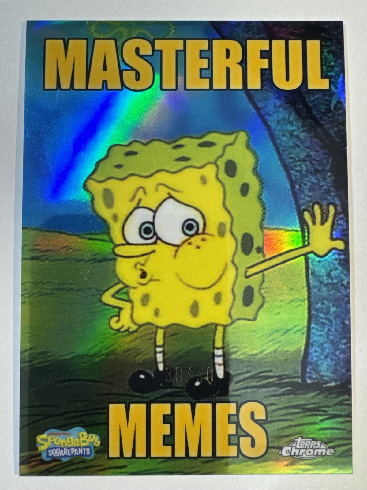 2025 Topps Chrome Spongebob Masterful Memes Tired Spongebob Gold #/50 #MM-1