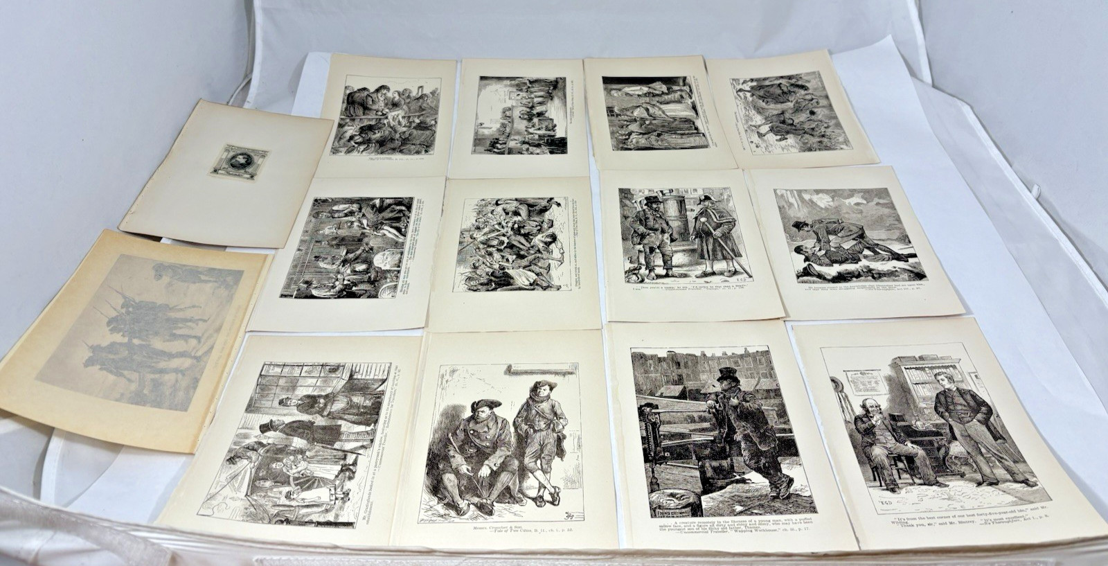 1908 CHARLES DICKENS Book Plate Lot Tale of Two Cities Illustration Ephemera Art